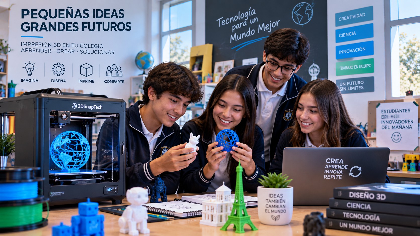 Estudiantes de colegio con la impresora 3DSnapTech