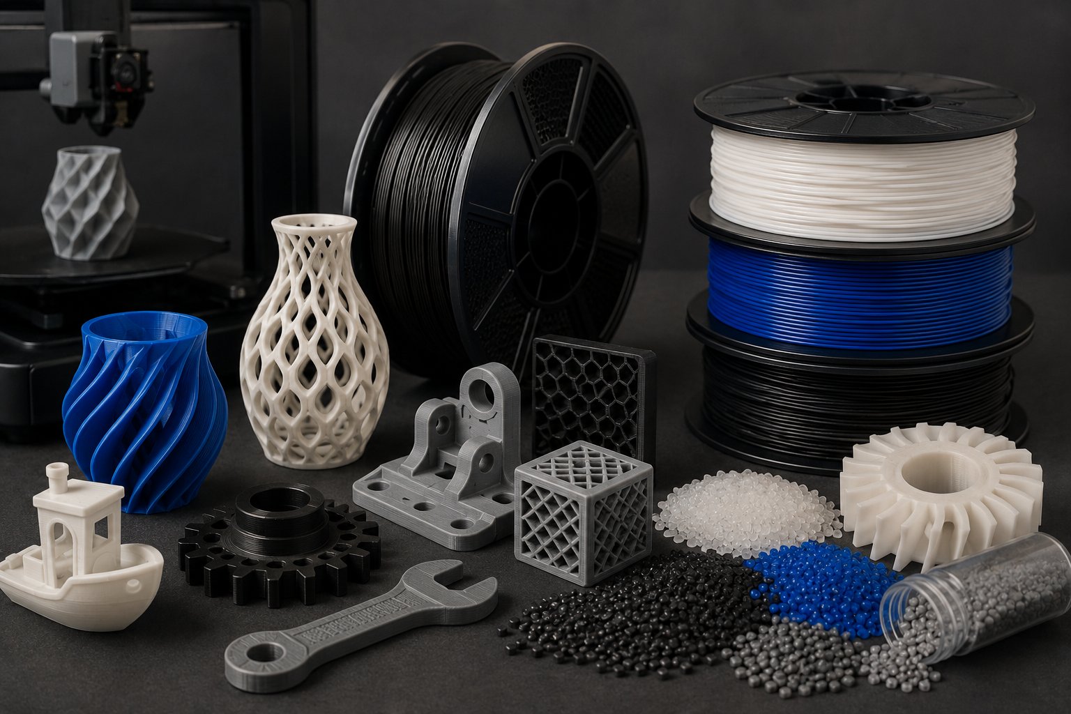 Filamentos y piezas impresas en 3D